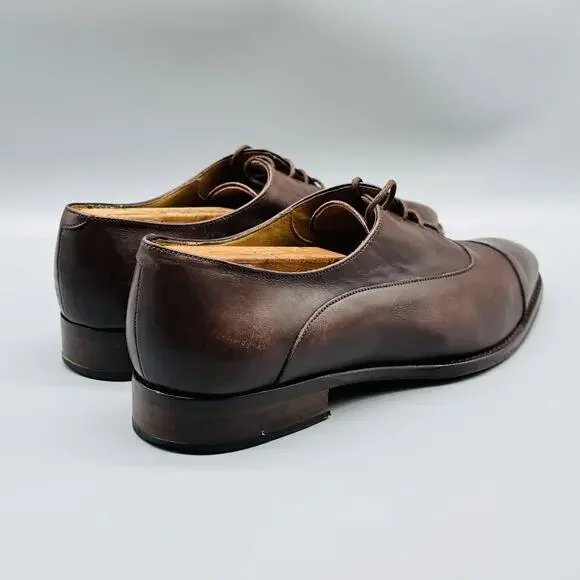 Elegant Dark Brown Cap Toe Oxfords - Picture 7 of 11